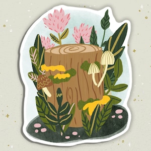 Log Cottagecore Sticker | Mushroom Stickers, Laptop Stickers, Journal Stickers, Vinyl Stickers