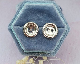 Sterling silver medium Button earings