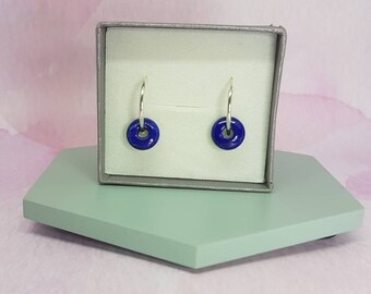 Hoop earings with Lapus Lazuli donut stones