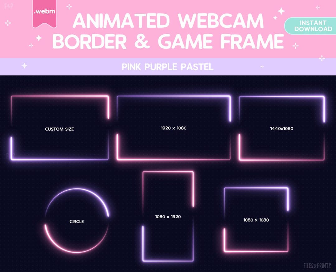 Twitch Animated Pink Purple Pastel Webcam Border Game Frame Stream ...
