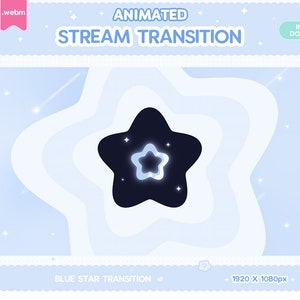 Twitch Animated Stinger Transition Blue Star Stinger Transition Pastel Stream Decor Glitch Moon LGBT Streamer Kawaii Cute Overlay Valentines