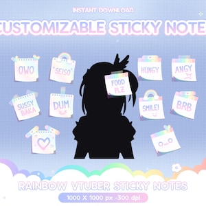 88 Twitch Rainbow Vtuber Sticky Note PNGtuber P2U Vtuber Assets LGBTQ Pride Streamer personalizzato Overlay streaming pastello Carino Kawaii Vroid Riscatta