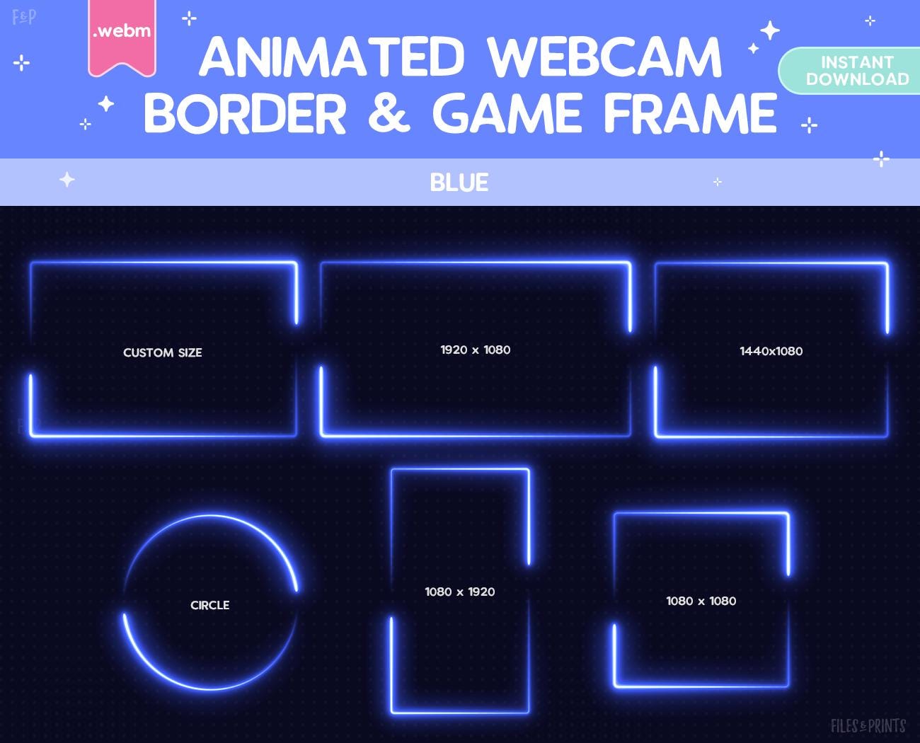 Twitch Animated Blue Glow Webcam Border Game Frame Stream Overlay ...