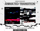 6 Twitch Animated Stinger Transition, Creepy Glitch VHS Vaporwave, Black Dark Horror Spooky Stream Cute Overlay Girl Y2K Kawaii Vtuber Retro