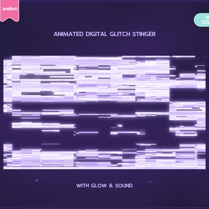 3 Twitch Animated Stinger Transition, Pastel Purple Digital Glitch ...