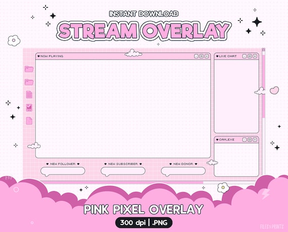 Cute Kawaii Overlay Screen - Pink