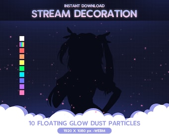 10 ANIMATED Floating Glow Particles Loop Stream Decoration Add-On Dust Overlay Streamer Vtuber OBS Kawaii Pastel Cute Blue Pink Purple Green