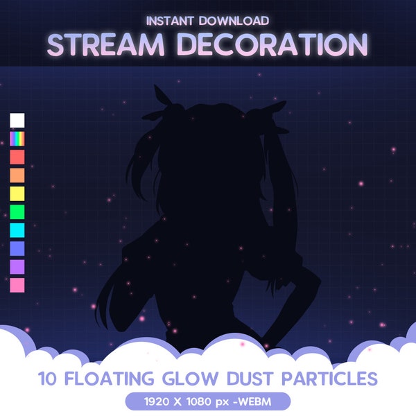 10 ANIMATED Floating Glow Particles Loop Stream Decoration Add-On Dust Overlay Streamer Vtuber OBS Kawaii Pastel Cute Blue Pink Purple Green