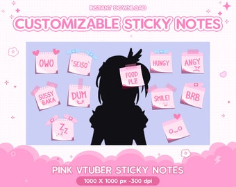 88 Twitch Pink Vtuber Sticky Note PNGtuber P2U Vtuber Stream Assets Custom Streamer Funny Stream Overlay Cute Kawaii Vroid addons Redeem Fun
