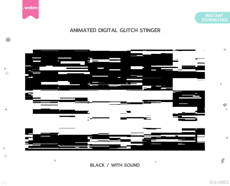 3 Twitch Animated Stinger Transition, Black Digital Glitch Transition W ...