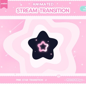 Twitch アニメーション スティンガー トランジション、ピンク スター スティンガー トランジション パステル、ストリーム デコレーション、グリッチ、月、LGBT、ストリーマー、かわいい、キュートなオーバーレイ