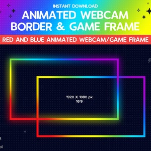 Twitch Animated Webcam Border Game Frame Rainbow, Stream Overlay, LGBT, Streamer Graphics Border, Kawaii, Cute, Pastel Girl Boy Vtuber Pride