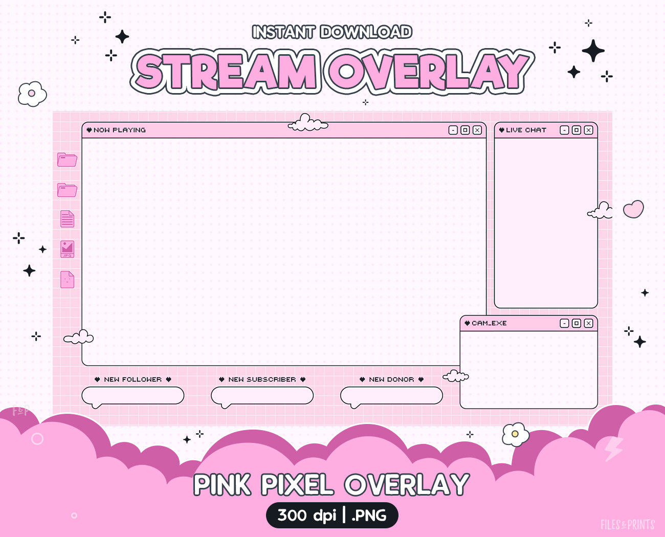 Twitch Pink Pixel Overlay Stream Overlay Streamer Graphics Etsy