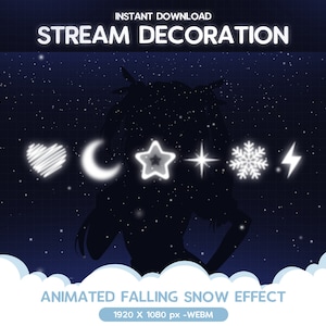 8 ANIMATI Effetto neve che cade Decorazioni natalizie Stream Decor Particelle Loop Addon Overlay Streamer Vtuber OBS Vacanze invernali Fiocco di neve