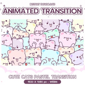 Twitch Animated Stinger Transition, Cute Cat Pastel Face, Pet Transition, Stream, Streamer Stinger, Kawaii, Y2k, Overlay, Girl Vtuber Retro