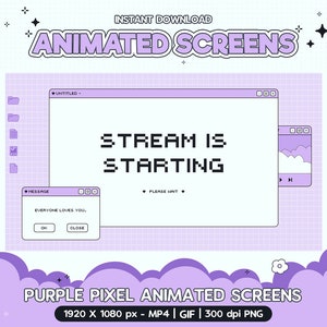 Twitch Animated Screen Purple Pixel Stream Screens Streamer - Etsy