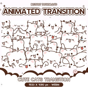 Twitch Animated Stinger Transition, Cute Cat Face, Pet Transition, Stream, Streamer Stinger, Kawaii, Y2k, Overlay, Pastel, Girl Vtuber Retro