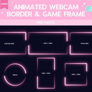 Twitch Animated Pink Pastel Webcam Border Game Frame Stream Overlay Streamer Graphics Border Kawaii Cute Vtuber Y2K Vaporwave Neon
