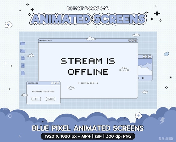 Stream Screen Blue Twitch Animated Screen Blue Pixel Stream Screens Streamer | Etsy
