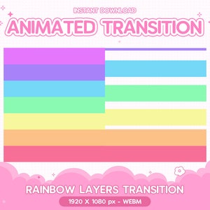May include: Animated transition effect with rainbow layers. The effect is 1920 x 1080 pixels and in WEBM format.