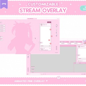 Twitch Stream Package, Animated Pink Pixel Overlay, Vtuber Customizable Kawaii Screen Alerts Stinger Transition Pixel Purple Pastel Chatting
