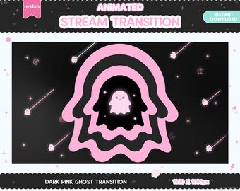 Twitch Animated Stinger Transition, Black Pink Ghost Stinger Valloween Pastel Halloween Spooky Goth Animal Dark LGBT Kawaii Cute Overlay