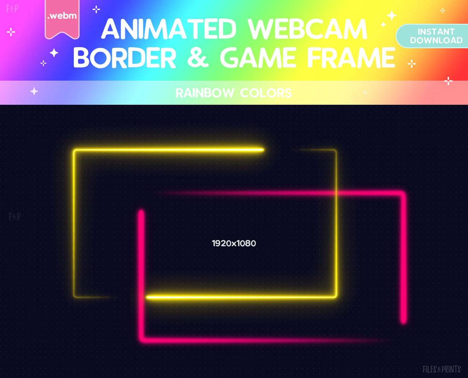 Twitch Animated Rainbow Glow Webcam Border Game Frame Pink Purple ...