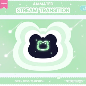 Transición de aguijón animada de Twitch, transición de aguijón de rana verde, decoración de transmisión de animales de conejo pastel, superposición linda de luna LGBT kawaii