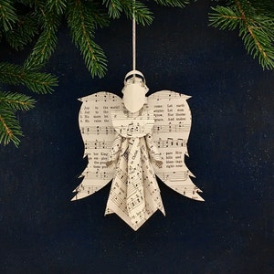 Sheet Music Christmas Angel Ornament made from Hymn Book Pages Doxology Crafts