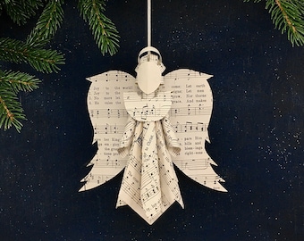 Sheet Music Christmas Angel Ornament made from Hymn Book Pages Doxology Crafts