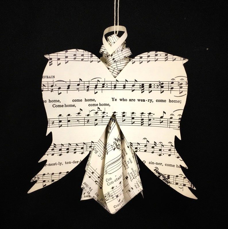 Sheet Music Angel Ornament Made From Hymnal Pages Doxology Etsy