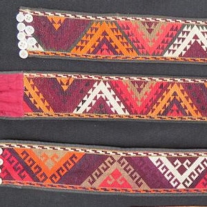 Antiker Zentralasiatischer Usbekistan Seidenstickerei Gürtel Drei Stück