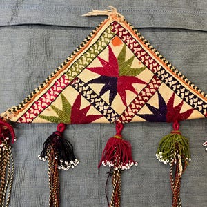 Etnisk uzbekisk talismanisk amulett väggbonad, dubbelsidig dekorativ tofs 0,30 x 26 cm 12x10 tum Fri frakt