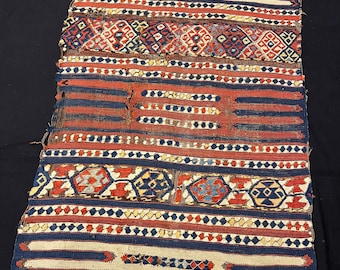 Fragment de kilim anatolien antique, pure laine, couleur naturelle,