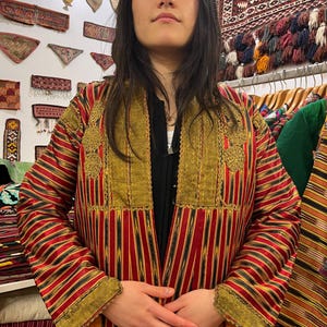 Antique Anatolian Women Silk Costume Silver Embrodery for Special Day , Uc Etek 150x130 cm 59&#39; x 51&#39; Free shipping