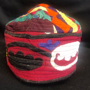 Vintage Handmade Uzbekistan Silk embroideri Ethnic Hat . FREE SHIPPING