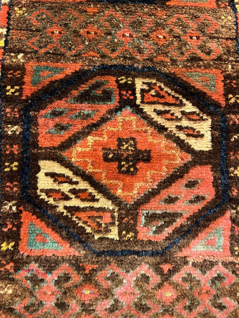 Antique Turkmen Ersari Rug Freagment Pure Wool Natural Dyes ,115 X 20 ...