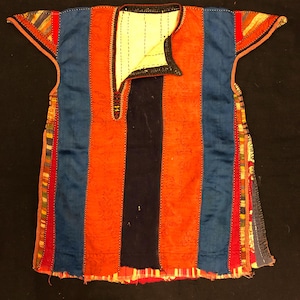 Vintage Turkmen Child  Dress, Traditional kaftan, Nomadic Silk and Cotton Chapan ,FREE shipping.