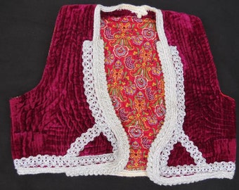 Vintage Anatolian Traditional Silk Embroidered Velvet with silver  Jacket Child VEST . Free Shipping