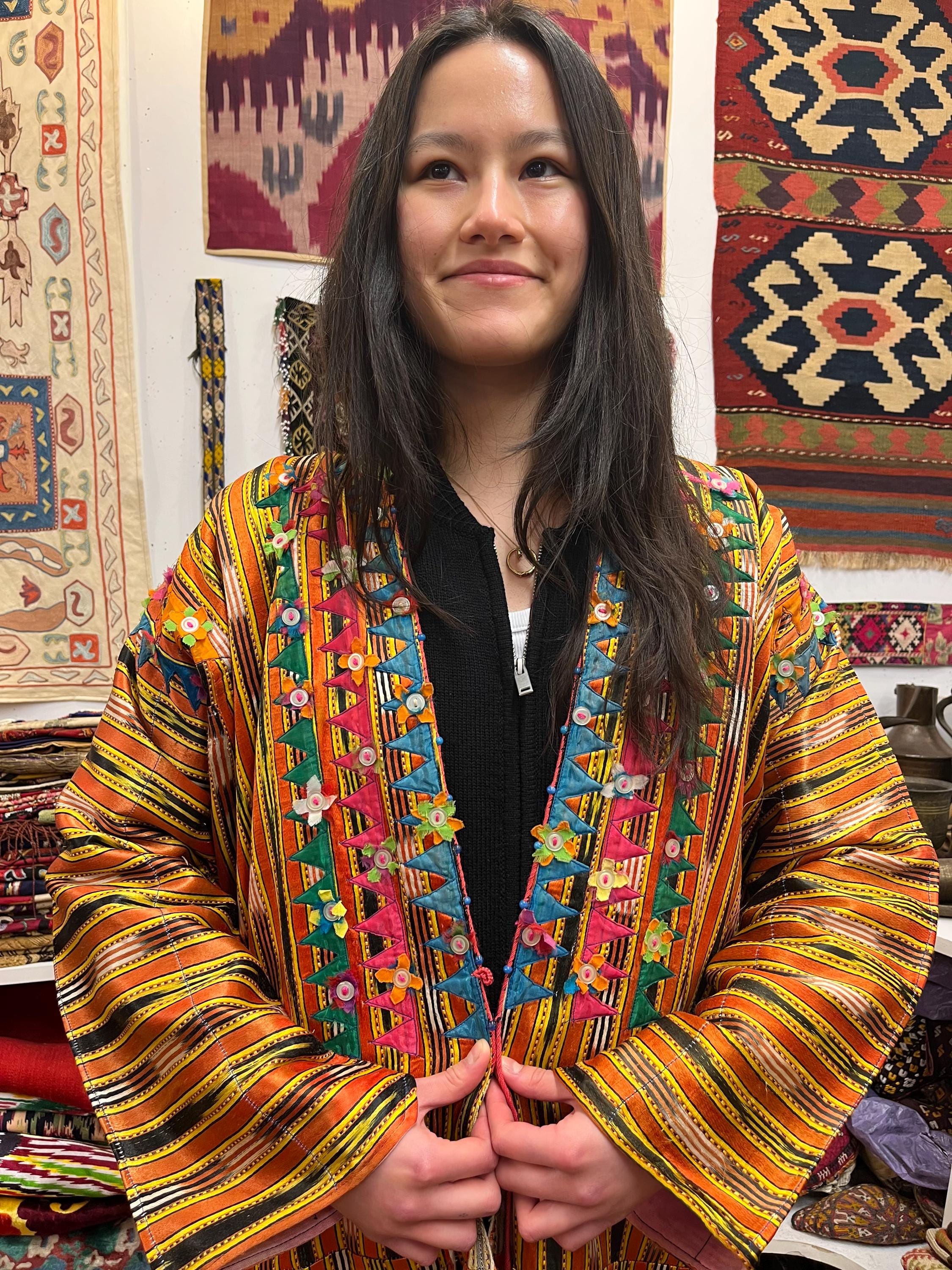 Antique Anatolian Women Silk Costume for Special Day , Uc Etek