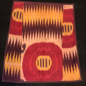 Antike Usbekische Seide Ikat Fragment Panel 75 x 70 cm 29 x 27, Zoll Versandkostenfrei