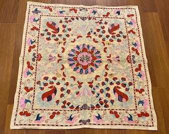 Modern Silk Embroidered  Suzani Wall hanging , Handmade Textile, Home Decor, Silk Suzani,