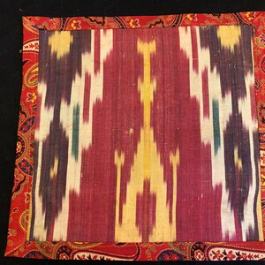 Antike Usbekische Seide Ikat Fragment Panel 28 x 27 cm, 11 &#39;x 11&#39; Kostenloser Versand