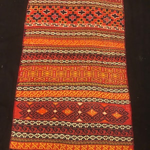 Antique Qaskai Sumak Kilim Pure Wool Natural Color Fragment Panel 107x57 cm 42' x 22' FREE SHIPPING