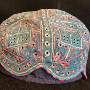 Traditional Antique Handmade Tacikistan Silk embroideri Ethnic Hat , 56x05 cm 22x 2,5 inches . Free shipping