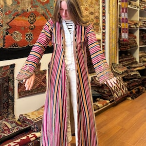 Antique Anatolian Women Costume Uç Etek Silk Kaftan 145x125 cm 57&#39; x 49&#39; FREE Shipping