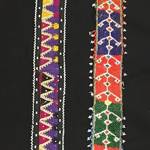 Antike Zentralasiatische Usbekistan Seide Stickerei Gürtel Zwei Stück 87 x 06 cm 34 x 02 Zoll Versandkostenfrei