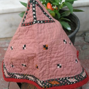 Vintage Central Asian Turkmenistan  Silk Embroidery Tradition Chodor Hat .  FREE SHIPPING