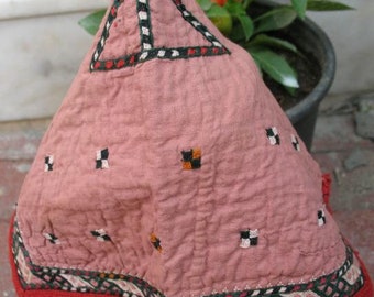 Vintage Central Asian Turkmenistan  Silk Embroidery Tradition Chodor Hat .  FREE SHIPPING