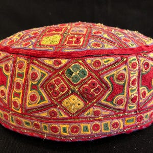 Traditional Antique Handmade Tacikistan Silk embroideri Ethnic Hat , 56x05 cm 22x 2,5 inches . Free shipping